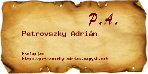 Petrovszky Adrián névjegykártya