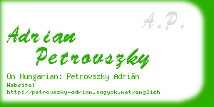 adrian petrovszky business card